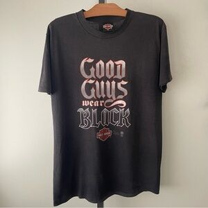 80s Vintage Harley Davidson Good Guys Wear Black Tshirt North Carolina Rare